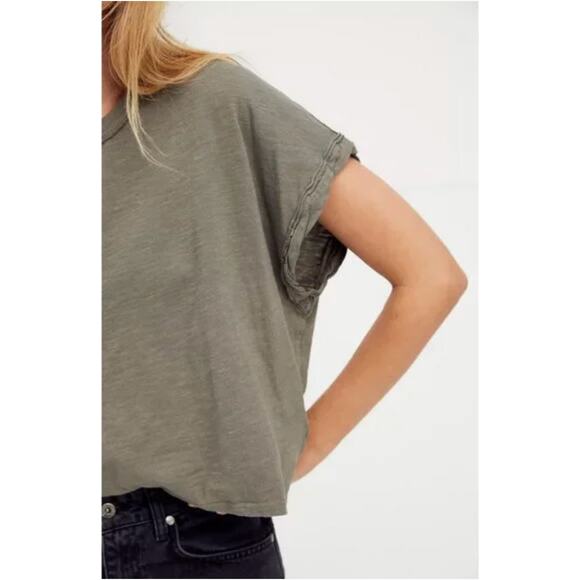 Free People You Rock Tee in Washed Army Green Size S - Picture 2 of 13